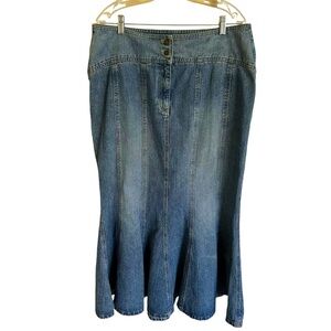Vintage Y2K Jeanology Womens 18 100% Cotton Maxi Denim Flare Jean Skirt Modest